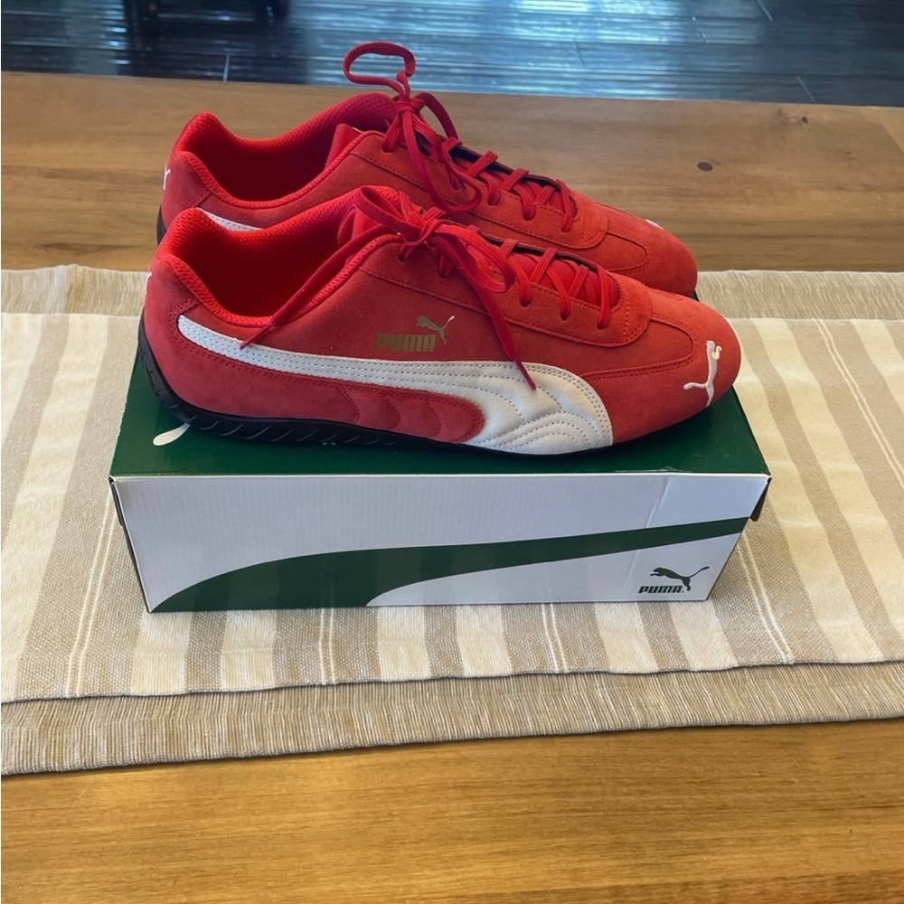 Puma Speedcat LS Red White Men Motorsport Shoes New Rare 380173-04 size 13